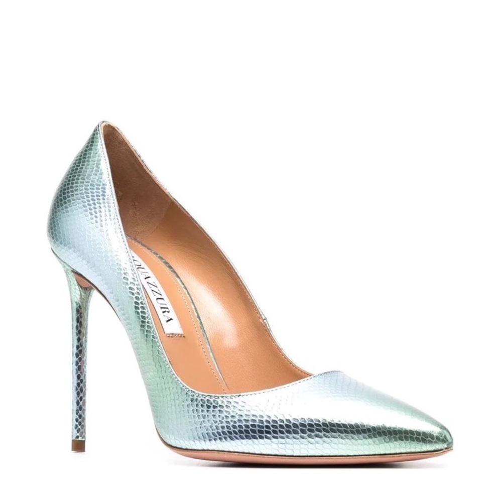 Aquazzura Purist Pump 105 Snake Cool Mint Size 37/ 7